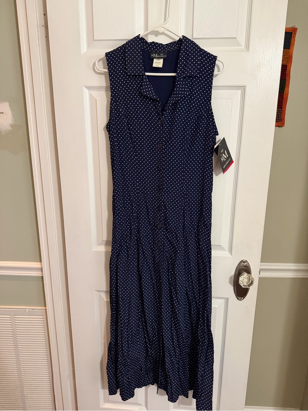 Nautica Sleeveless Navy Polka Dot Maxi Dress-13-14,
NWT